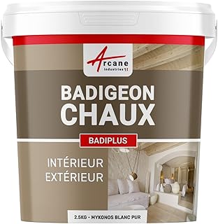 ARCANE INDUSTRIES Badigeon à la Chaux, décoration intérieure, extérieur, Maison : Badiplus - 2.5 kg (jusqu